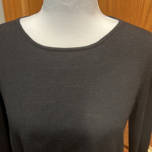 Classic Fine Gauge Black Crewneck Women’s Sweater with Gold buttons - Medium - Picture 4 of 5